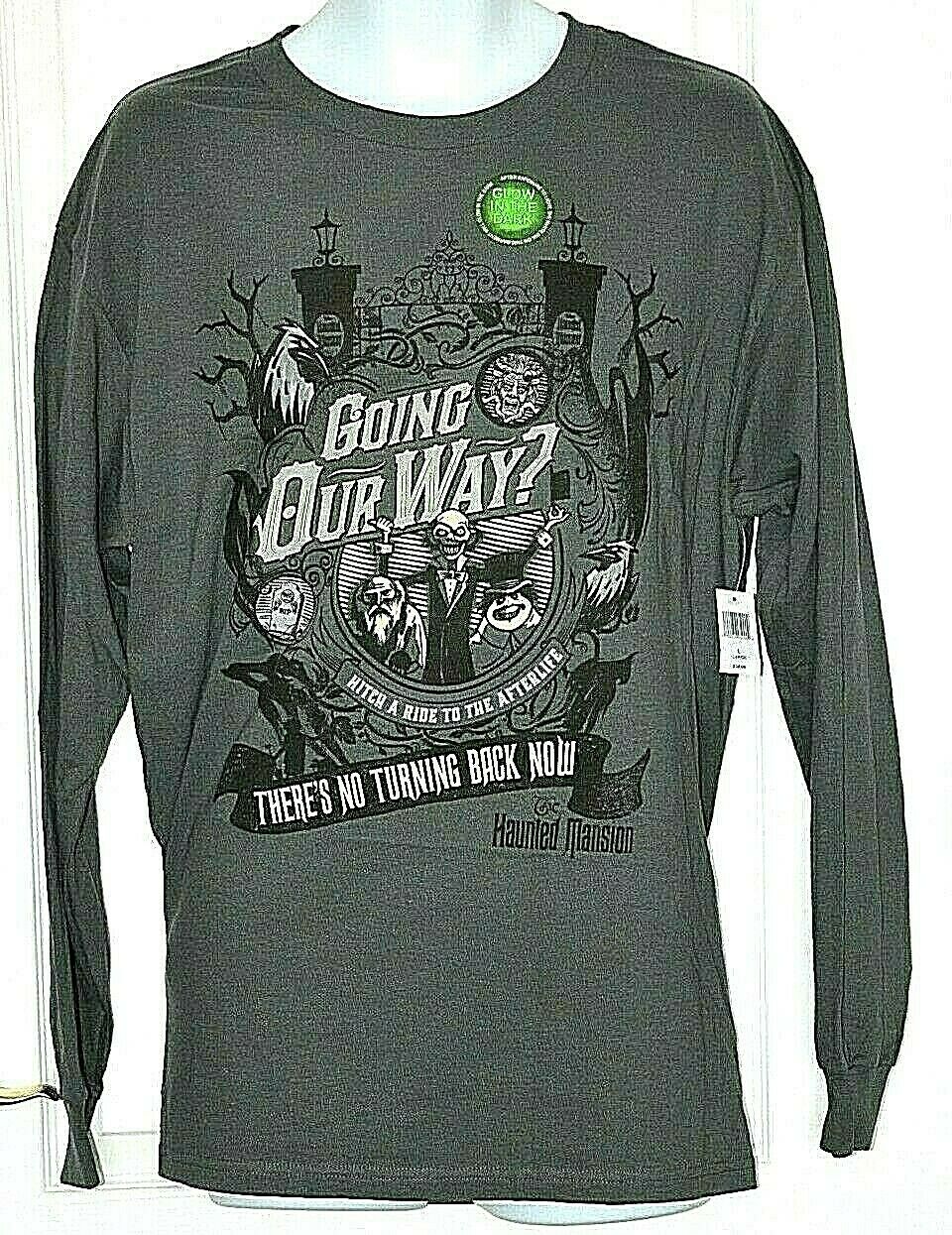 Disney Parks Haunted Mansion Going Our Way? Glow In The Dark Long Sleeve Shirt L