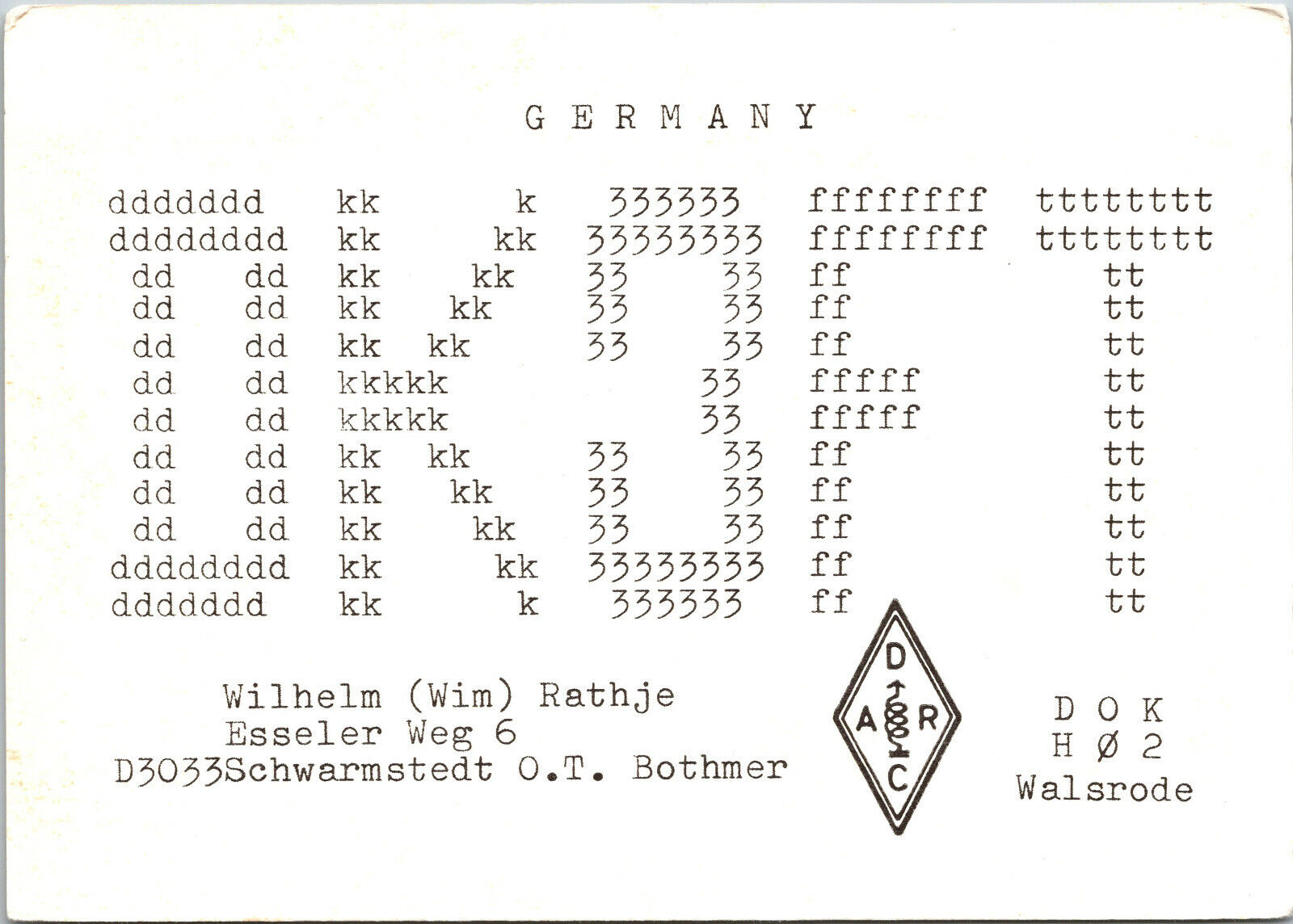 Vtg Ham Radio Cb Amateur Qsl Qso Card Postcard Germany Dk3ft 03/1981