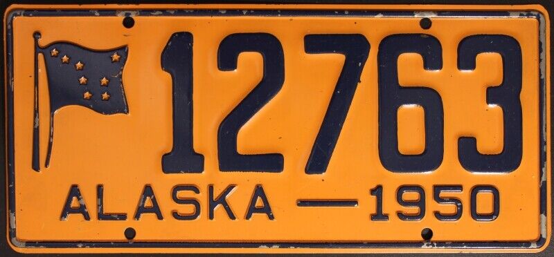 Original Vintage Usa License Plate 1950 Alaska Passenger # 12763