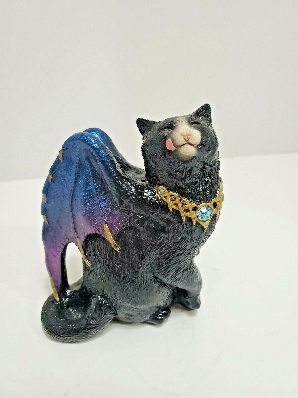 Windstone Editions Black Flap Cat With Wings Figurine M. Pena ‘88 Excellent