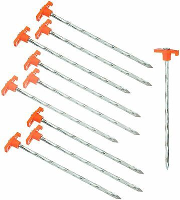 10 Pieces Twisted Tent Stakes Pegs Stronger Than Untwisted Pegs! 10" Long X 1/4"