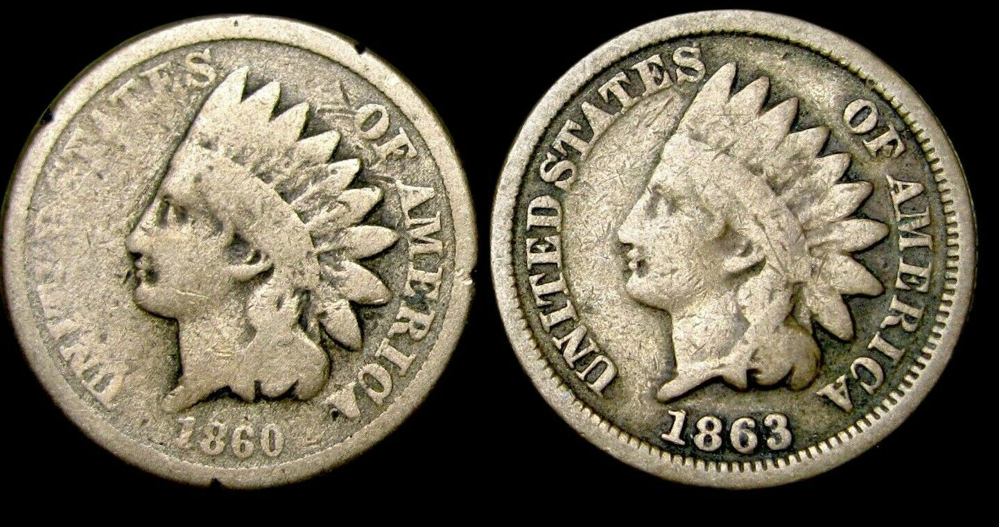 1860 1863 Copper Nickel Indian Cent Penny ---- Nice Type Coin Lot ----  #t603