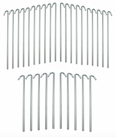 30 Piece Metal Galvanized Steel Tent Pegs Garden Stakes Fence Tarp Camping Grass