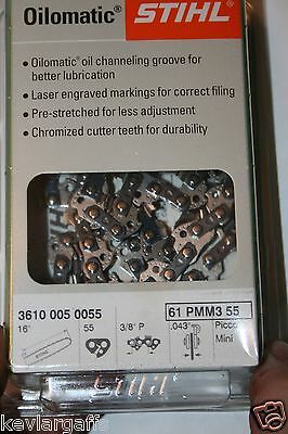 Stihl Brand .043 Chain 16 Inch For Chainsaw Bar 3/8 Pitch .043 Gauge 55 Drivers