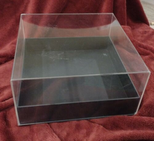 Display Case Clear 10x10x5" Acrylic Lid With Black Base 2" Deep