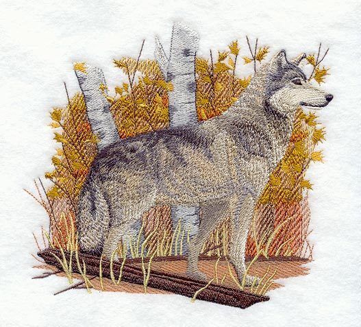 Embroidered Fleece Jacket - Wolf In Autumn C5498 Sizes S - Xxl