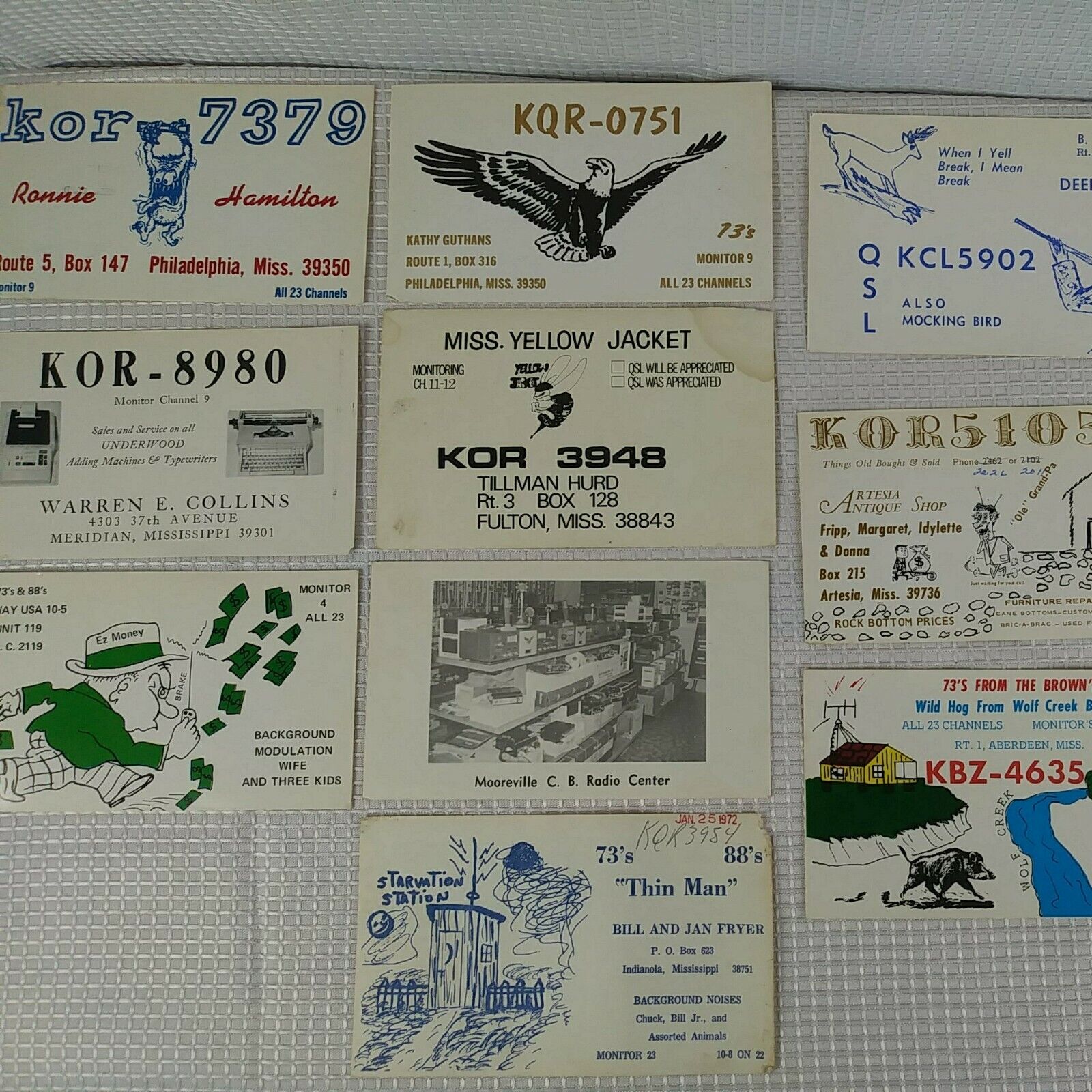 Vintage Qsl Radio Cards Amateur Radio Cards Lot Mississippi Radio Cards Lot (10)