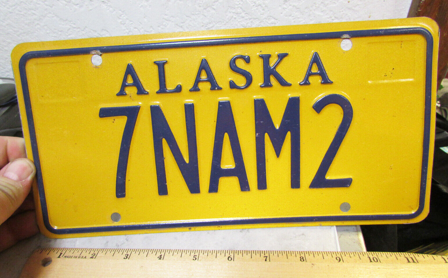 Alaska License Plate Gold Style, 7nam2, 1980s Issue, Expired 2010, Hard 2 Find