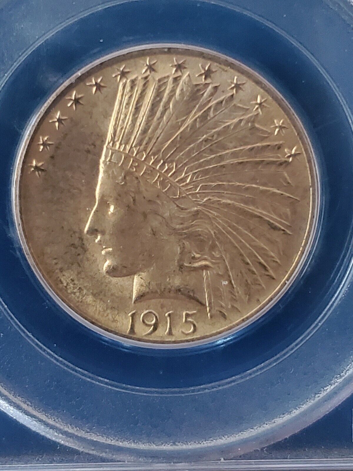 1915 $10 Gold Indian Pcgs Ms63