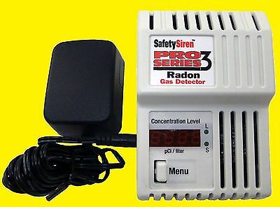 Safety Siren Pro Series Digital 3 Radon Detector Monitor + Batteries Warranty