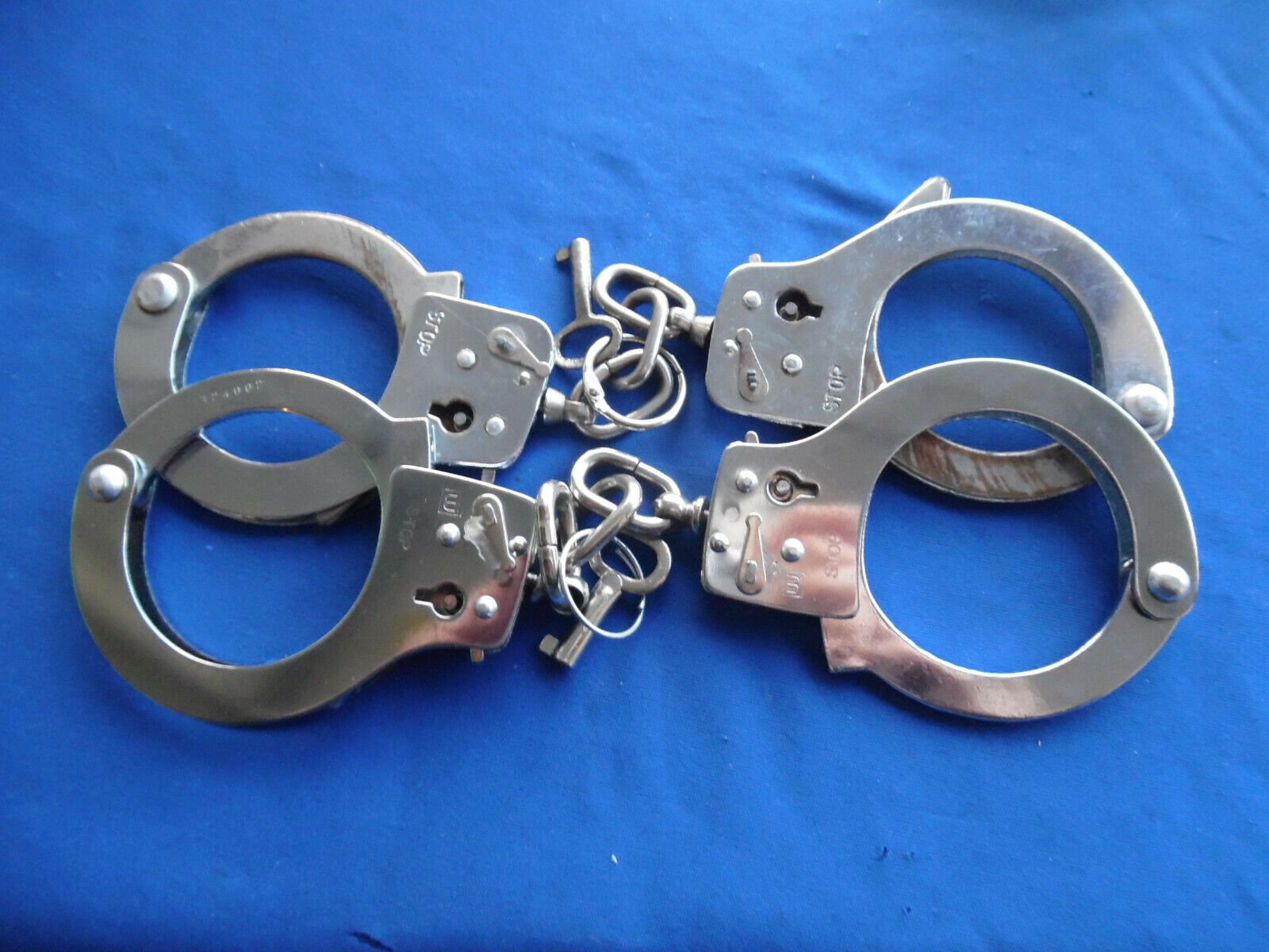 Two Antique Vintage Tiawan Prison Police Restraint Handcuffs Leg Irons W Keys