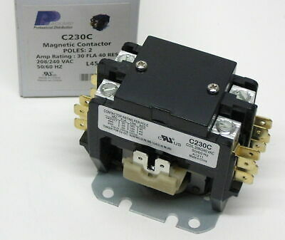 C230c Double Two 2 Pole 30 Amps 208 230 240 Volts A/c Contactor