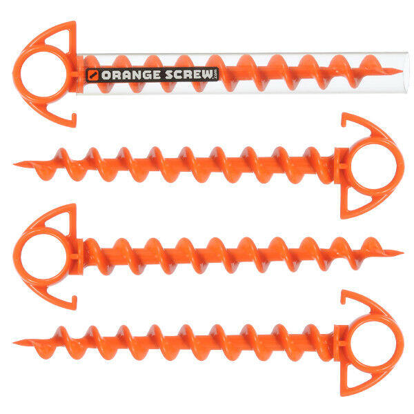 Orange Screw: The Ultimate Ground Anchor | Small 4 Pack | Made In The Usa