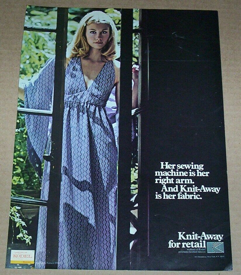 1972 Print Ad - Cybill Shepherd Knit-away Sewing Fabric Fashion Advertising Page