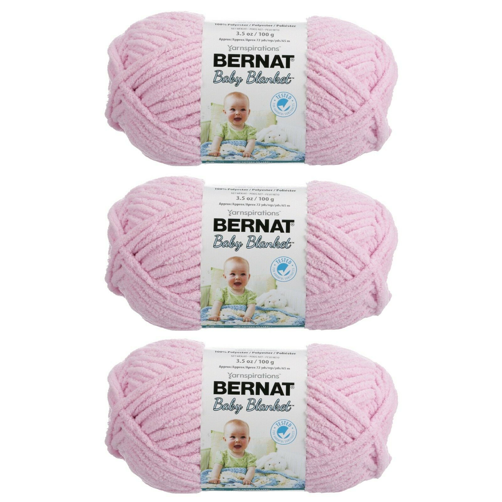 Bernat Baby Blanket Yarn (100g/3.5 Oz) Gauge 6 Super Bulky - 3 Pack