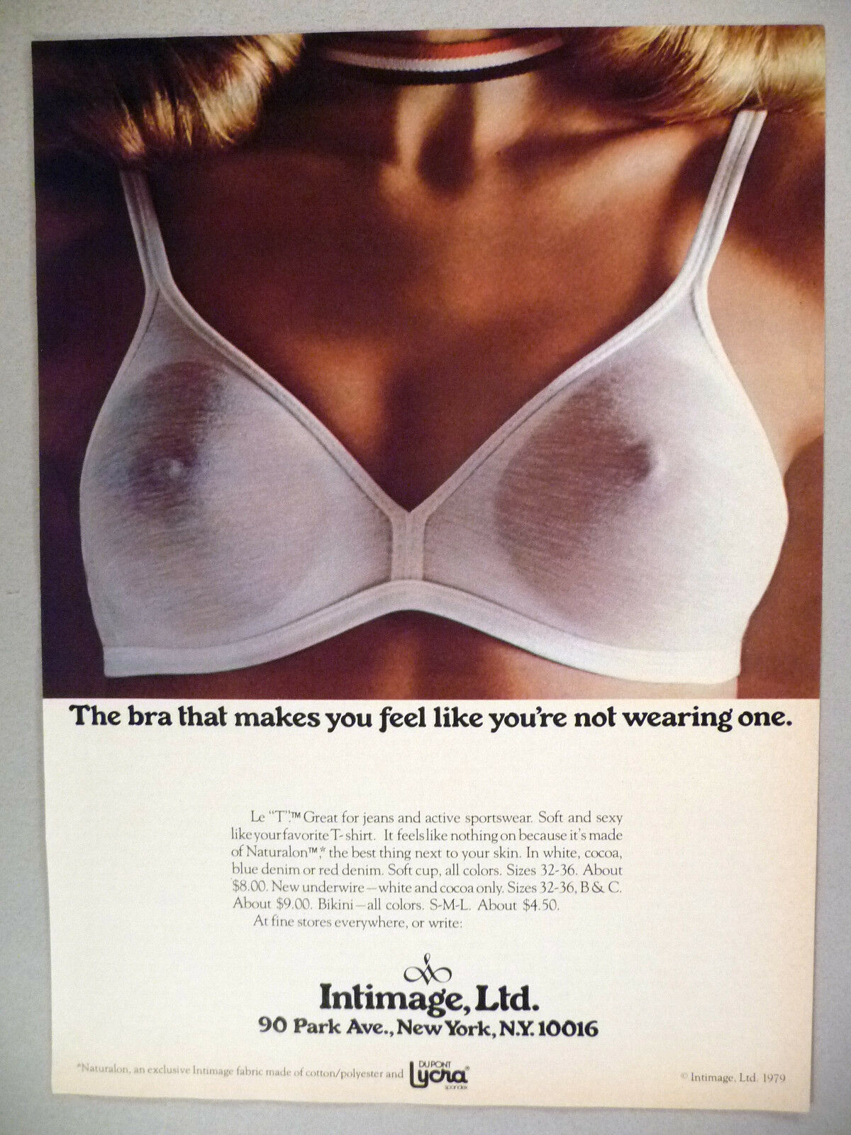 Le "t" Bra By Intimage Print Ad - 1979