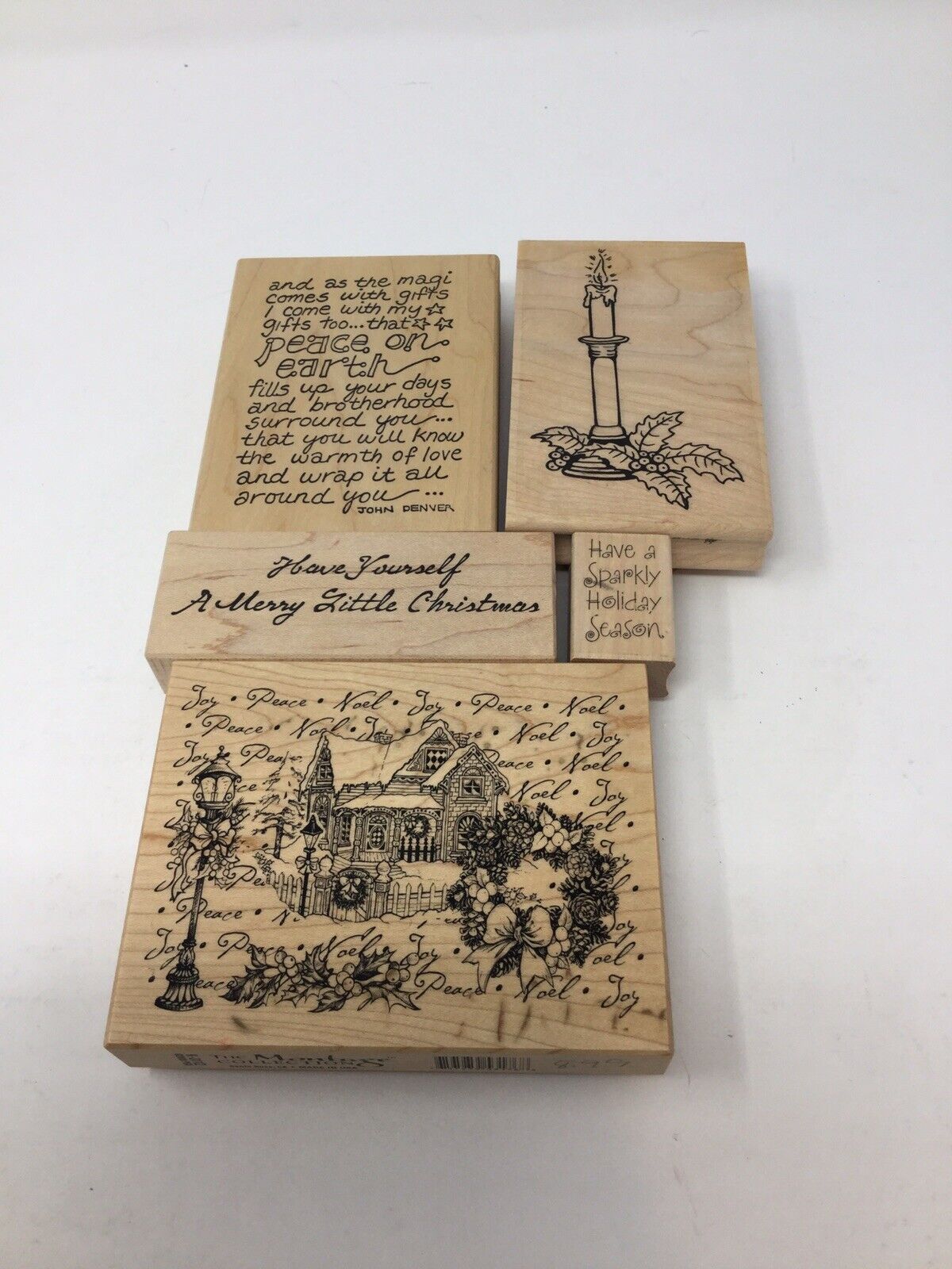 Lot Of 5 Wood Mounted Rubber Stamps Christmas Themed Stampa Rosa, Judikins