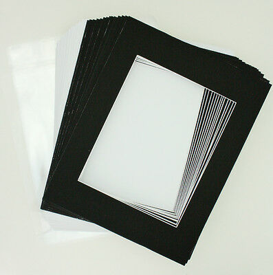 50 11"x14" Matte Black Picture Mat Set White Core 8"x10" Photos Backers & Bags