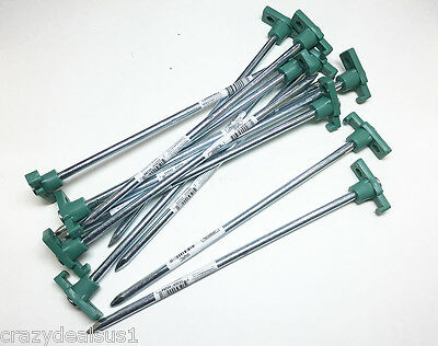 New (10) Tent Stakes Pegs Heavy Duty Steel Metal Camping Tarp Long