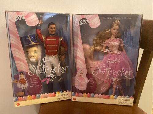 Barbie In The Nutcracker Nib Sugarplum Princess & Prince Eric 2001 Mattel Dolls