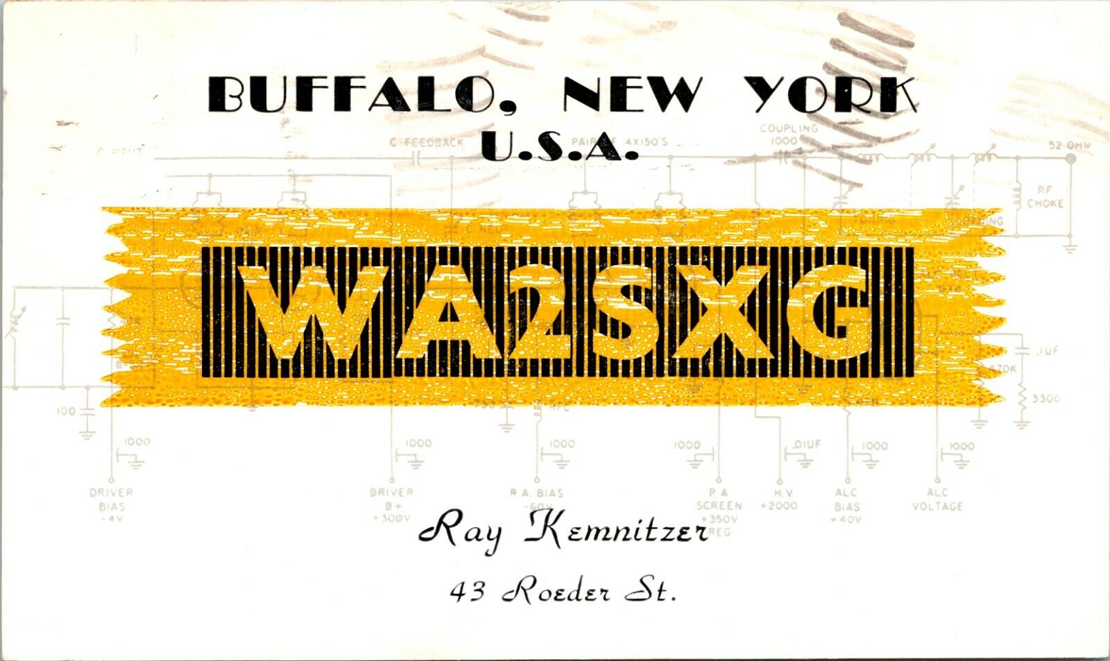 Vtg Ham Radio Cb Amateur Qsl Qso Card Postcard New York Wa2sxg Buffalo 1961
