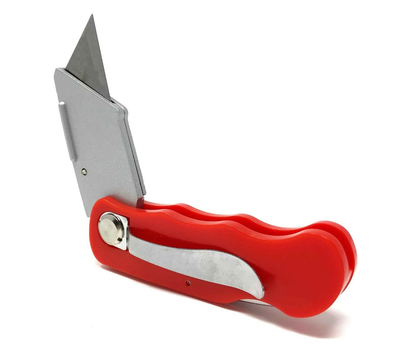 Folding Utility Pocket Knife Box Cutter With Lock Blade Red 6 Blades