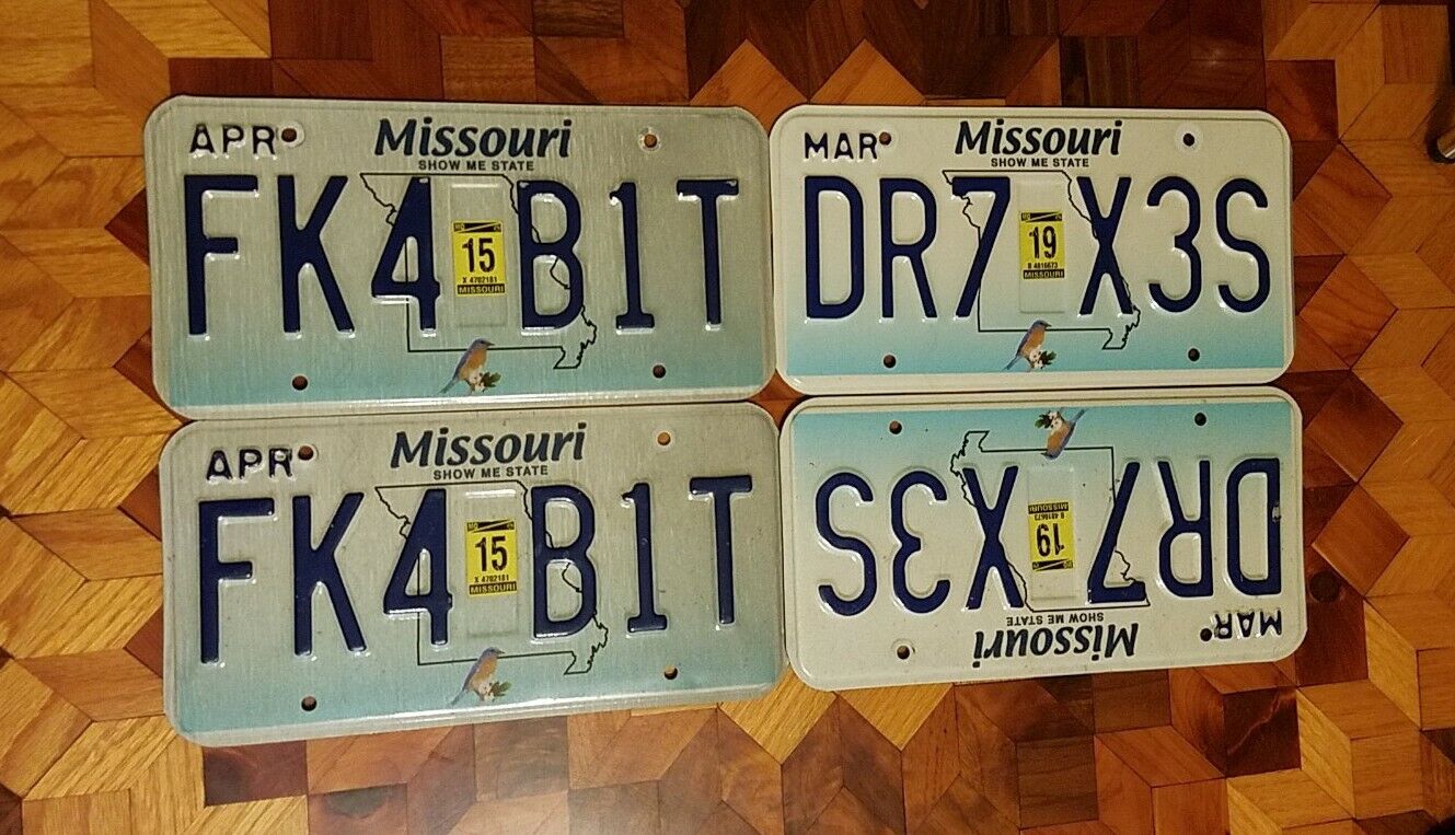 Legit Plates! Vanity Or Not? 2 Pairs Of Naughty Missouri License Plates Bold!!
