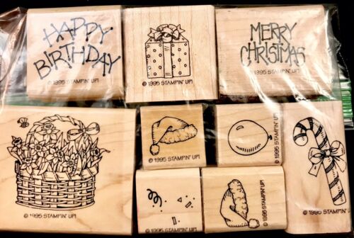 Stampin Up "button Bear" 1995 Incomplete Rubber Stamp Set, Holiday, Christmas