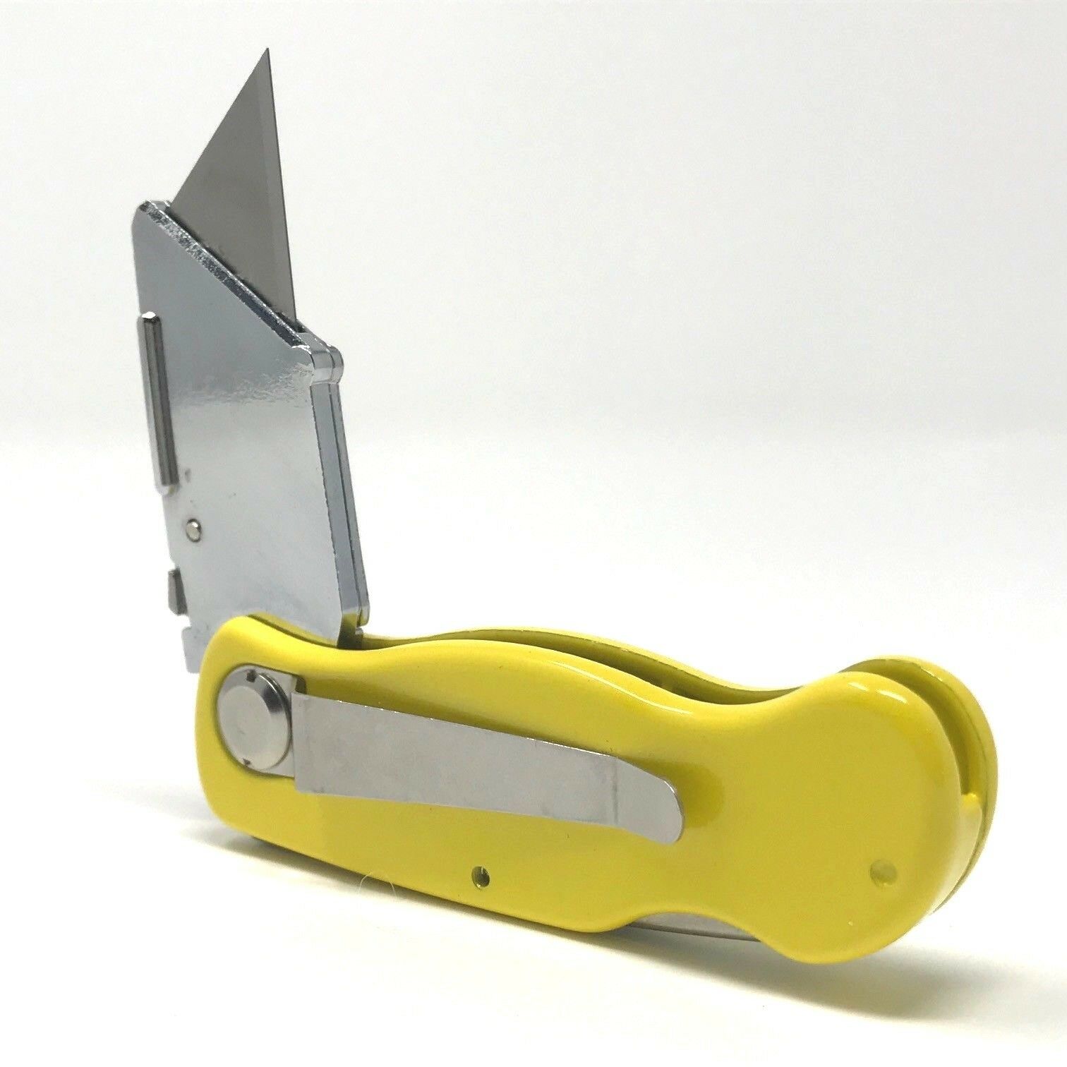Folding Utility Pocket Knife Box Cutter With Lock Blade Yellow 6 Blades