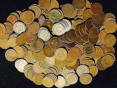 1 Roll (50) Coins Mixed Indian Head Cent Pennies In Average Circ 1800's / 1900's
