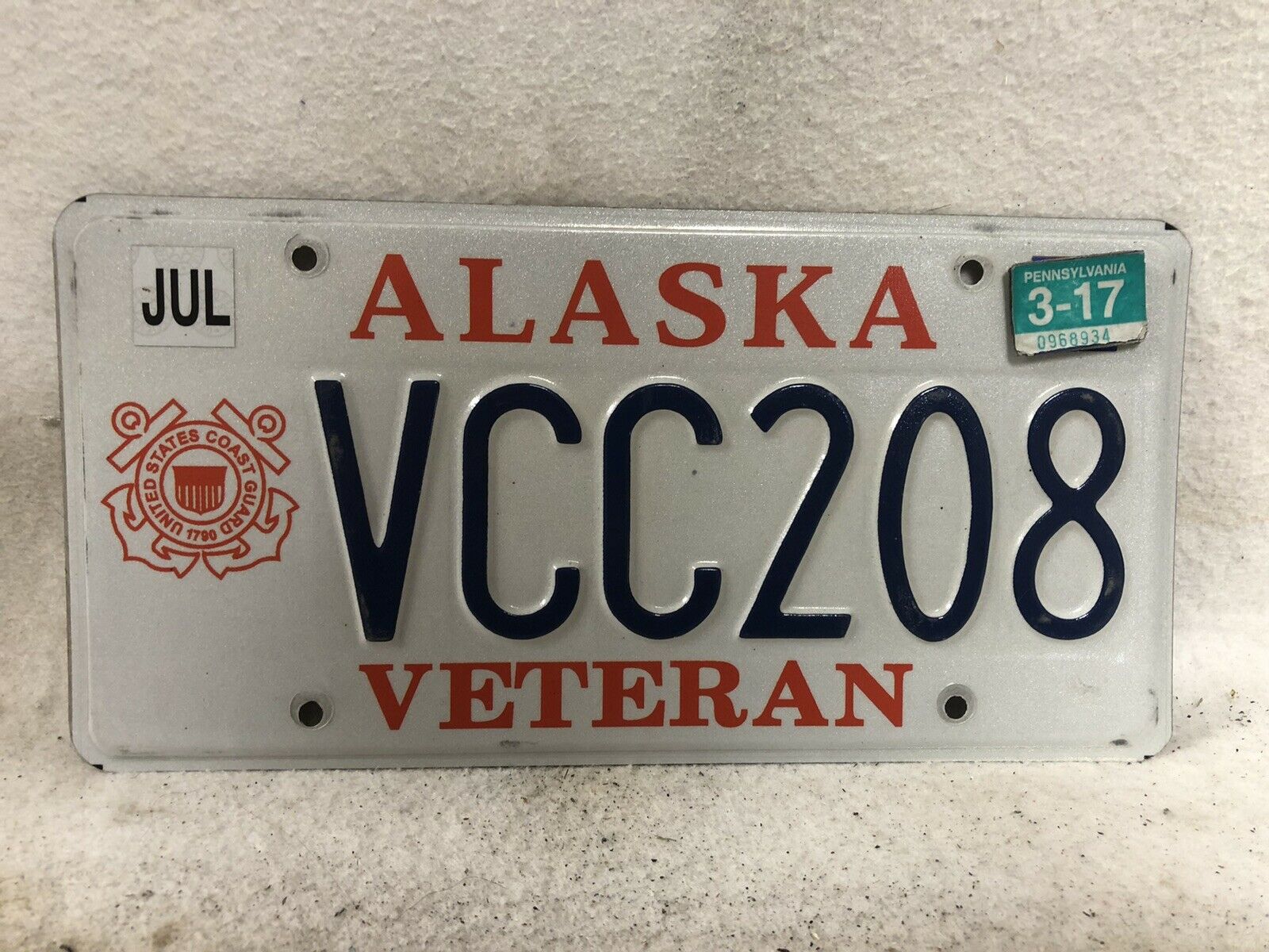 2017 Alaska Coast Guard Veteran License Plate