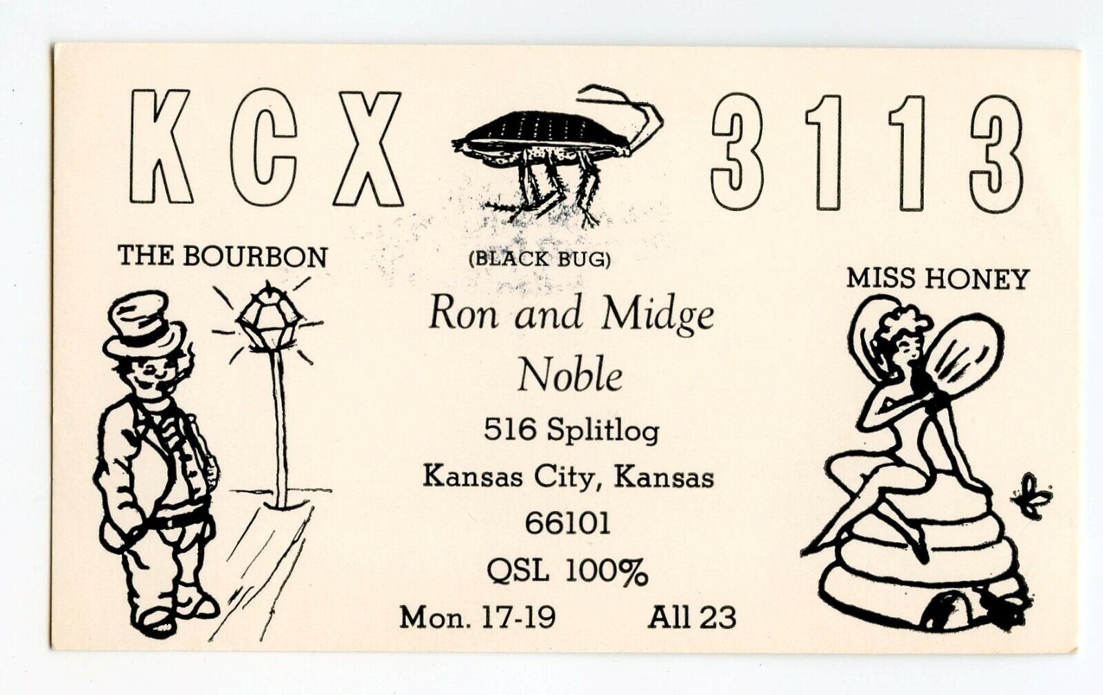 Nice Used Qsl Radio Card From Kansas City Kansas Kcx 3113