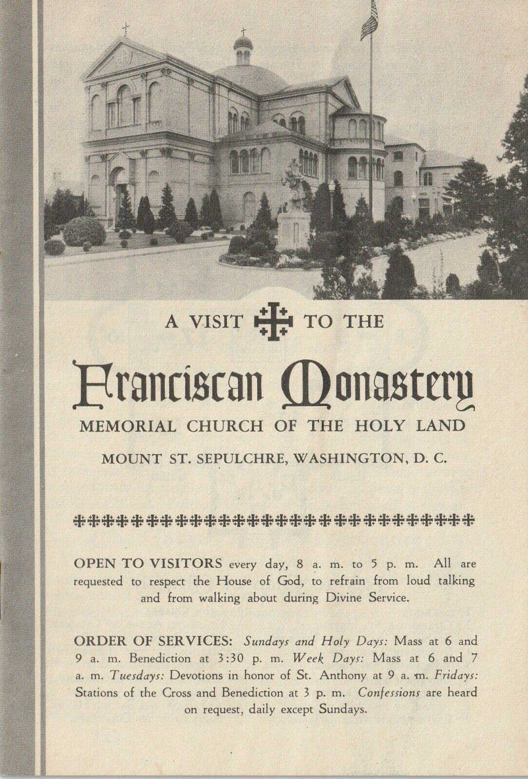 Mount St. Sepulchre Washington Dc Fransiscan Monastery Vintage Catholic Brochure