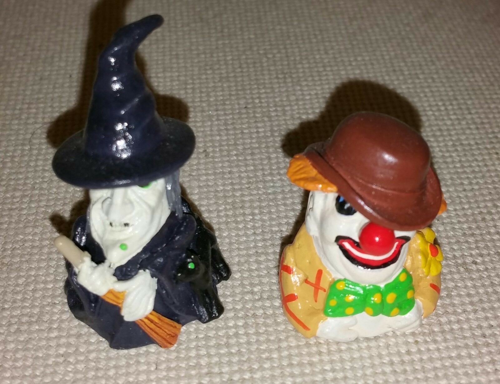 (2) Unique Hinged Pewter Thimbles-wicked Witch And Clown(motion, Handcrafted)