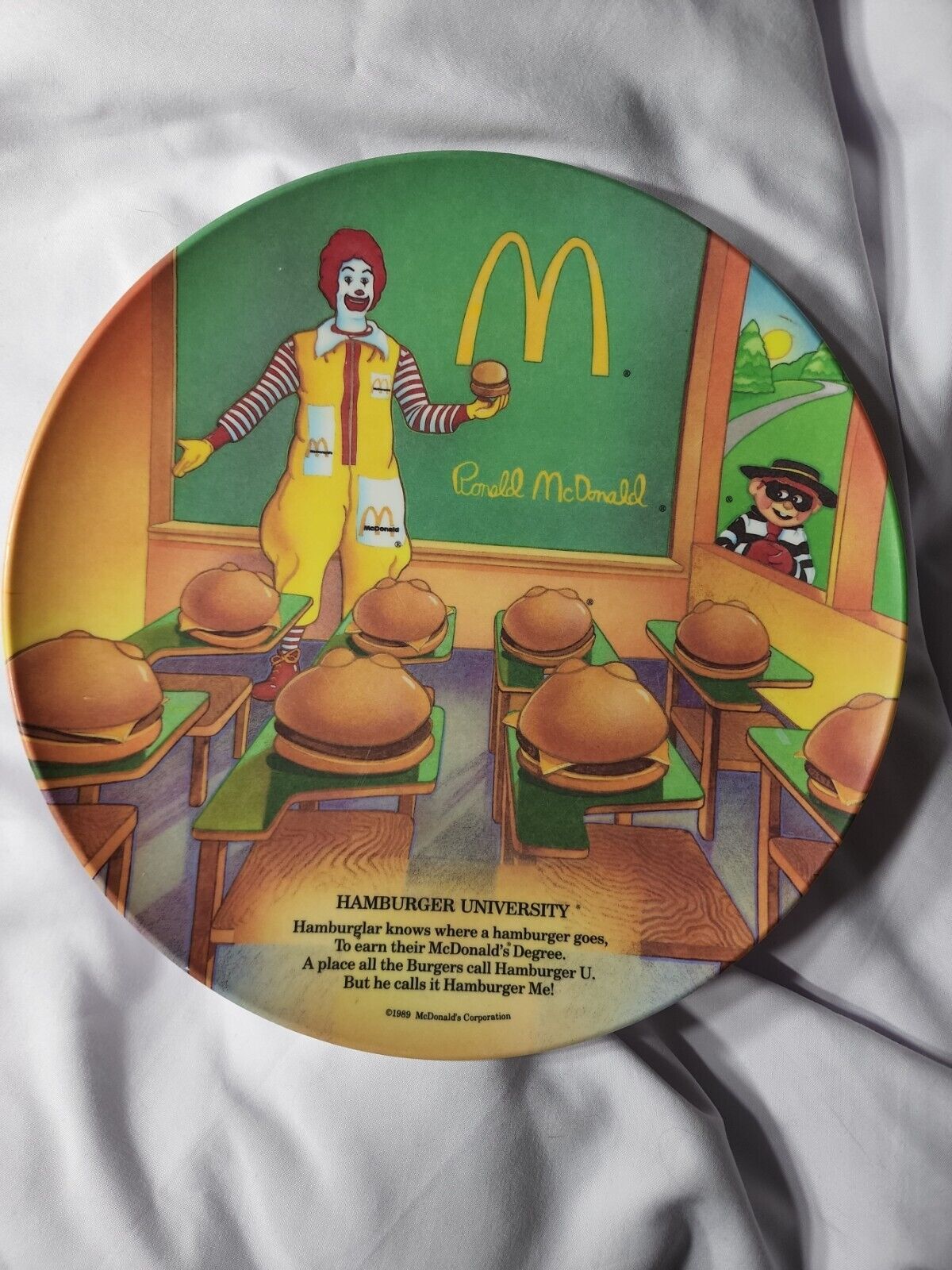 Vintage Mcdonalds Hamburger University Macdonald Land Plate Collectibles 1989