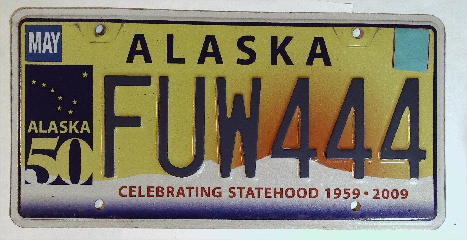 Pair Alaska Ak License Plate Tag 2009 50 Anniversary Celebrating Statehood 444 C