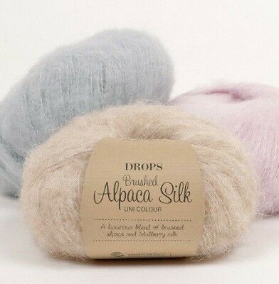 Fuzzy Alpaca And Silk Yarn, Knitting Yarn 0.9 Oz Drops Brushed Alpaca Silk