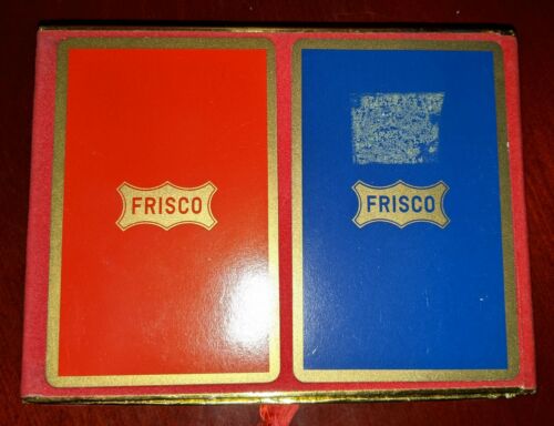 Frisco Railroad Playing Cards   Double Deck   Pull Out Box  Dark Blue & Red Back