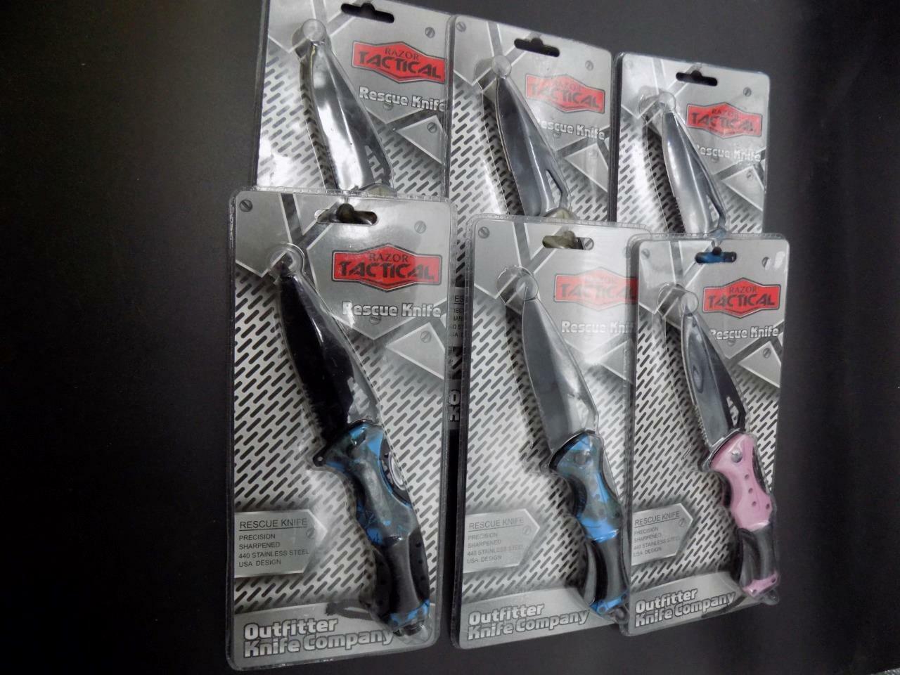 Lot Of 6 Razor Tactical Rescue Knives Brand New Carded Spring Assist Liner Lock
