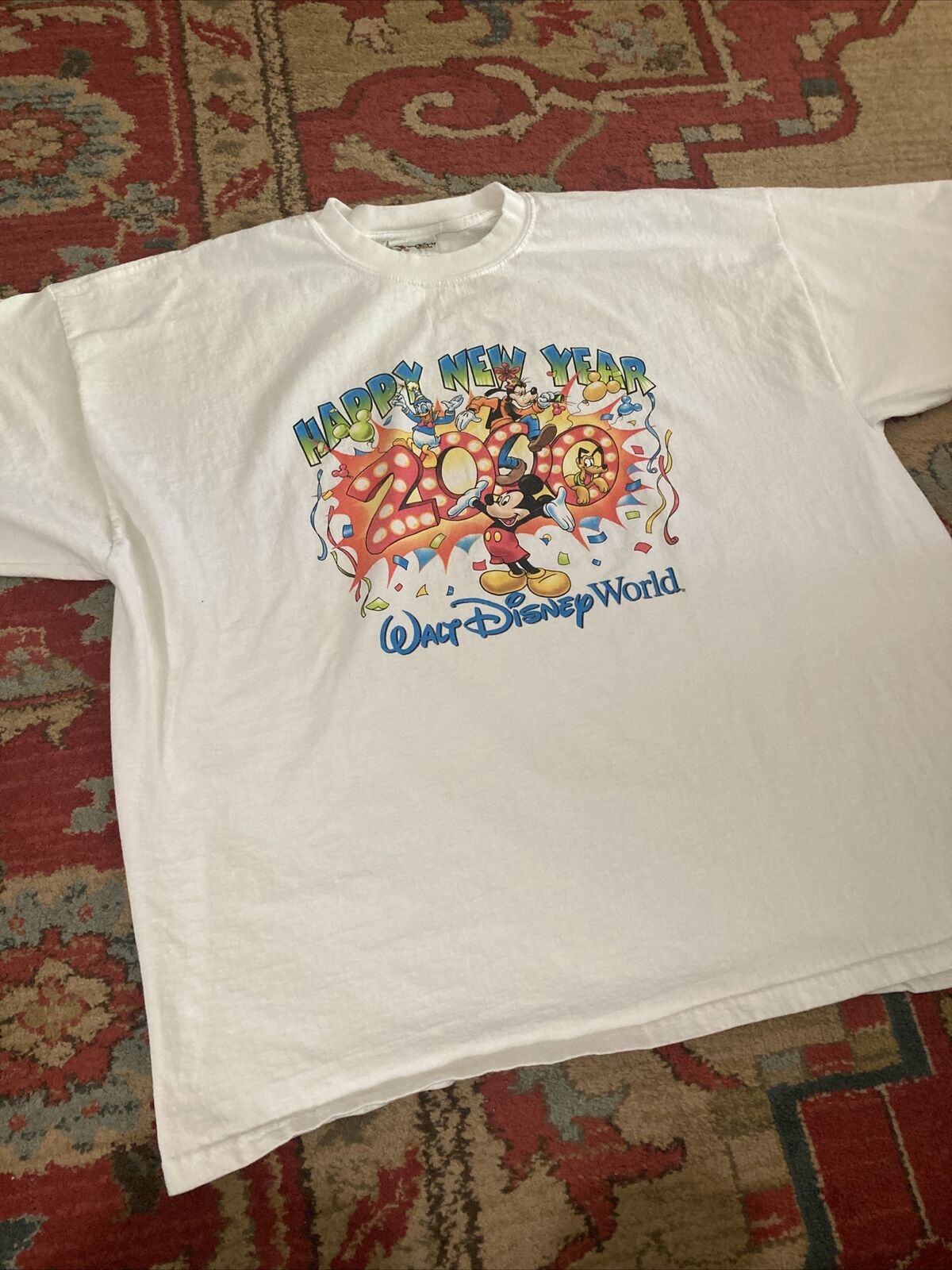 Walt Disney World Happy New Year 2000 Nye 1999 Vtg White Shirt Xxl