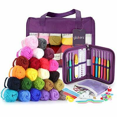 Full Crocheting Kit - Hooks & Yarn Set, 24 Balls Of 3-ply Acrylic Yarn & Needles