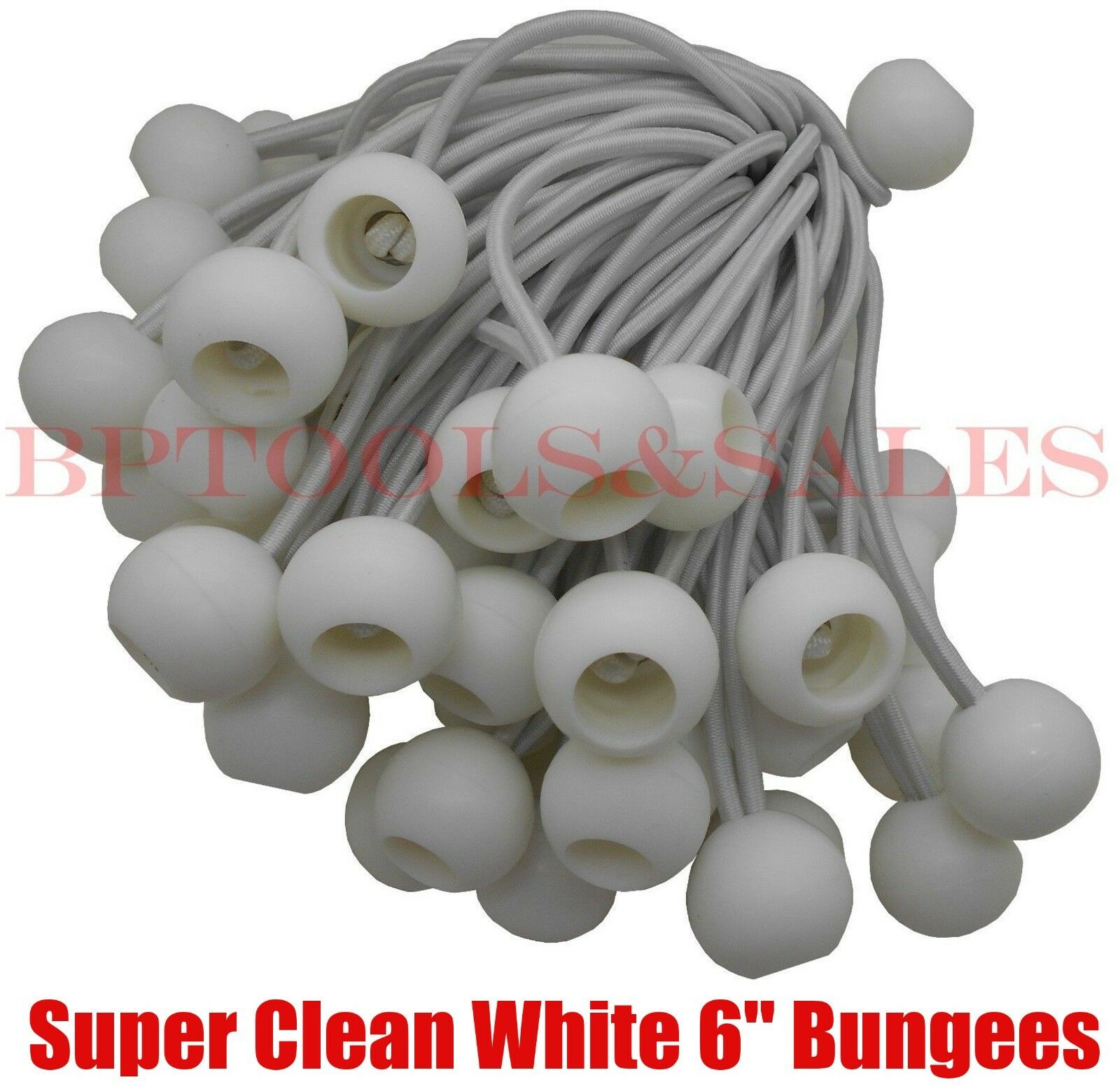 (100) 6" White Ball Bungee Cord Tarp Bungee Tie Down Strap Bungi Canopy Straps