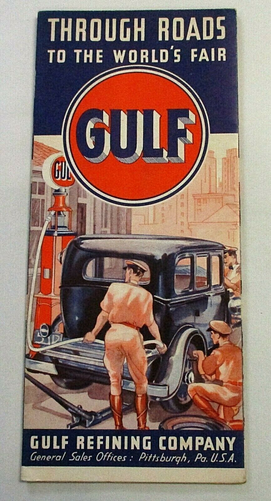 Vintage 1933 Worlds Fair Century Of Progress Gulf Map