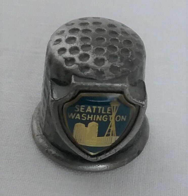 Vintage Pewter Souvenir Thimble Seattle Washington Space Needle