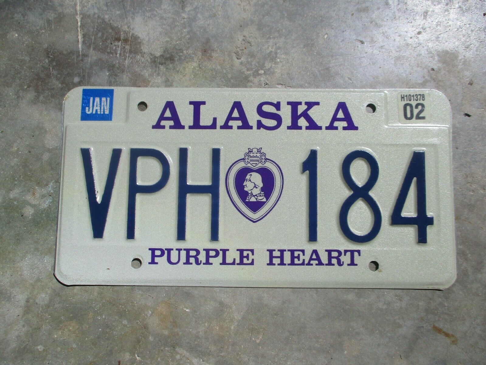 Alaska 2002 Purple Heart License Plate #  Vph  184