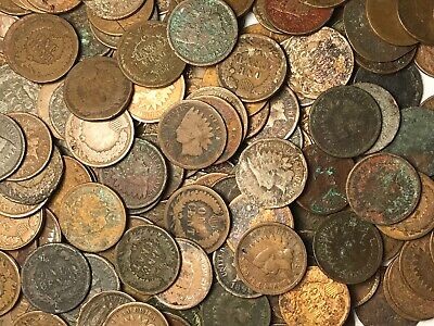 Roll Of 50 Coins Mixed Indian Head Cent Pennies In Cull / Junk / Worn Condition