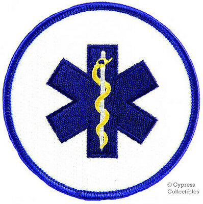 Paramedic Round Patch Star Of Life Ambulance Emt/ems Embroidered Iron-on Blue