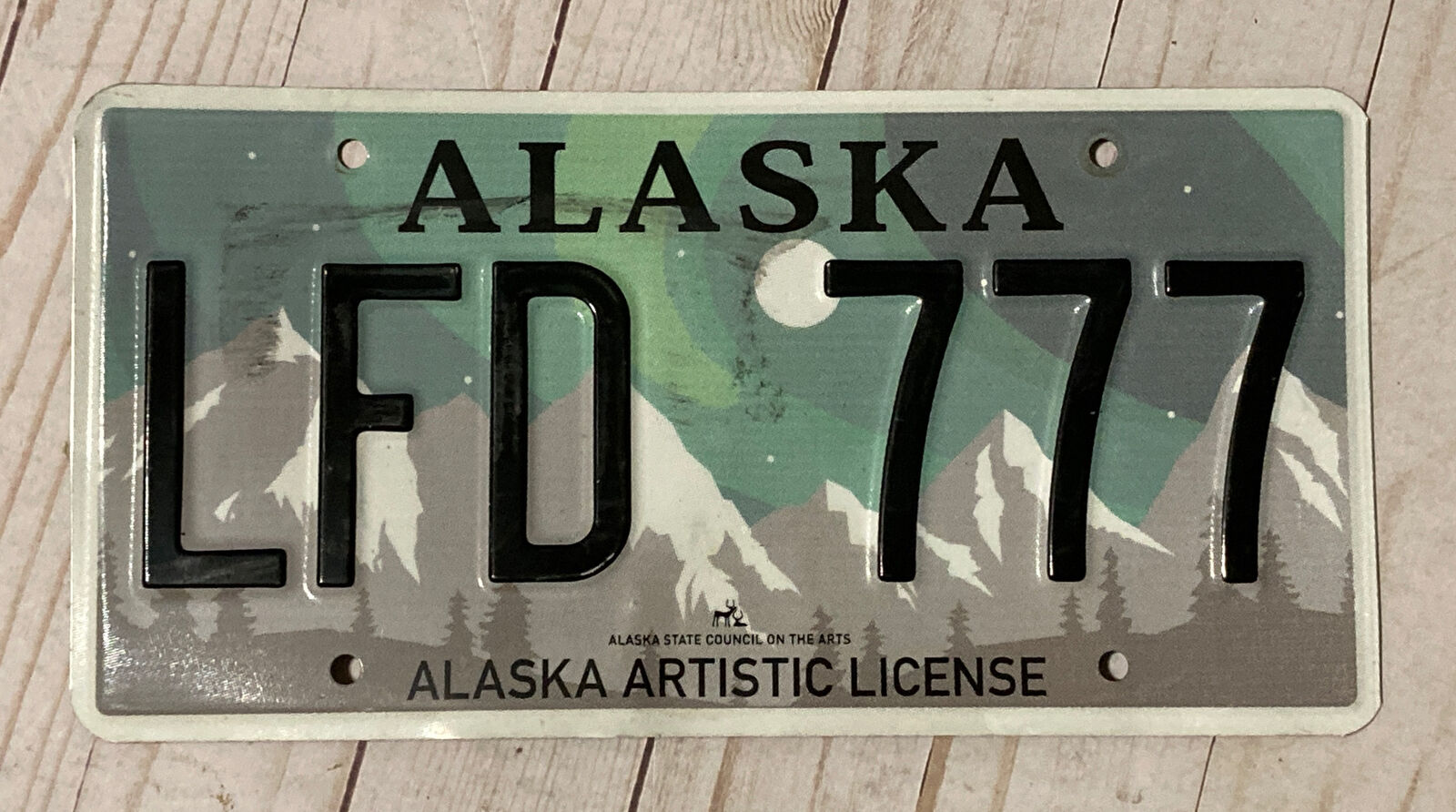 Alaska Auto License Plate #lfd-777 Artistic Aurora Arts Design - Used & Expired