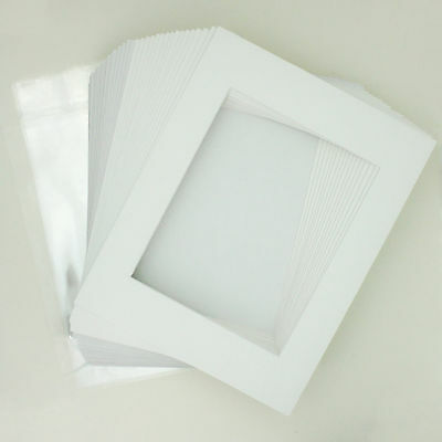 25 11"x14" White Picture Mat Set White Core Bevel 8"x10" Photos Backers & Bags