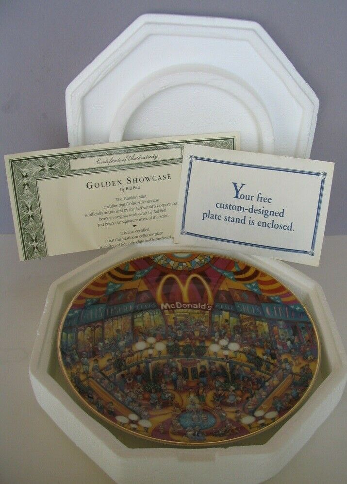 Franklin Mint Mcdonald's Golden Showcase Collector Plate New In Box Coa & Stand